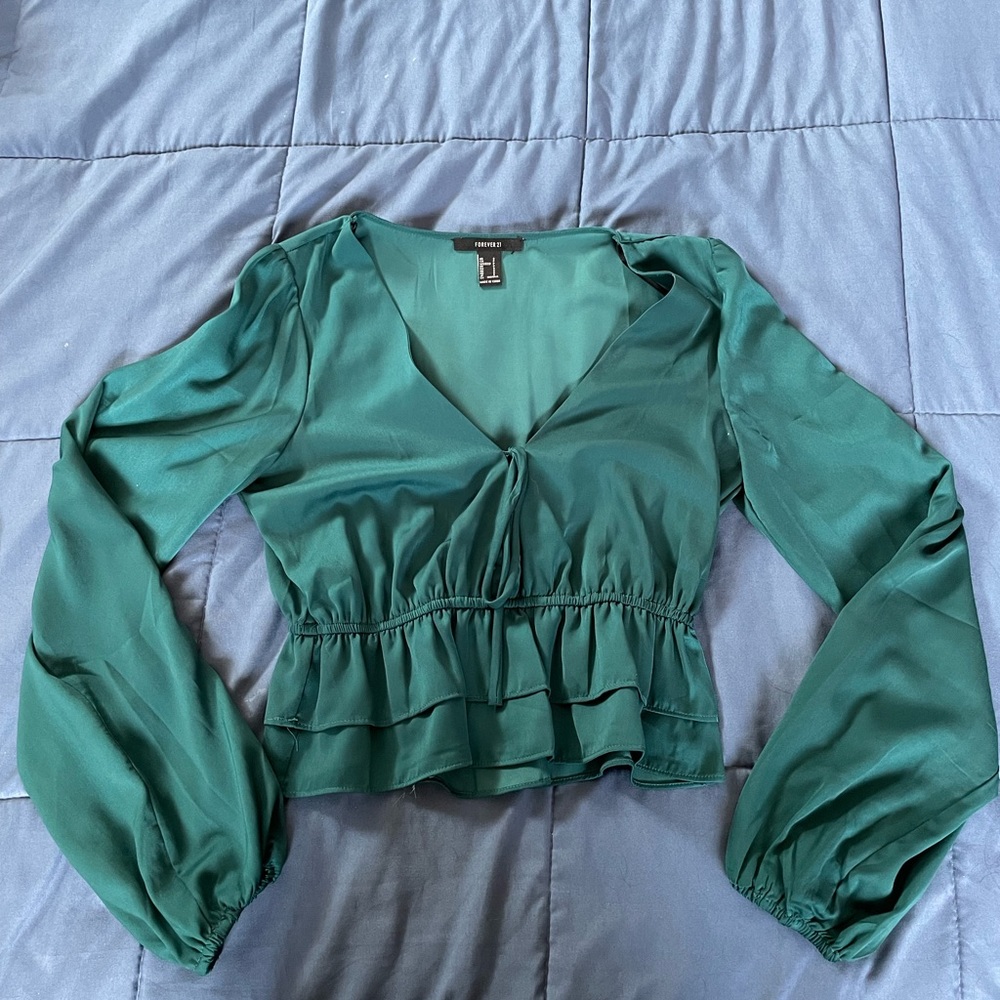 Green satin shirt